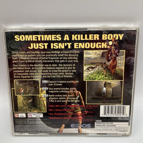 Tomb Raider - PS1, CIB, Black Label, Tested - Picture 2 of 7